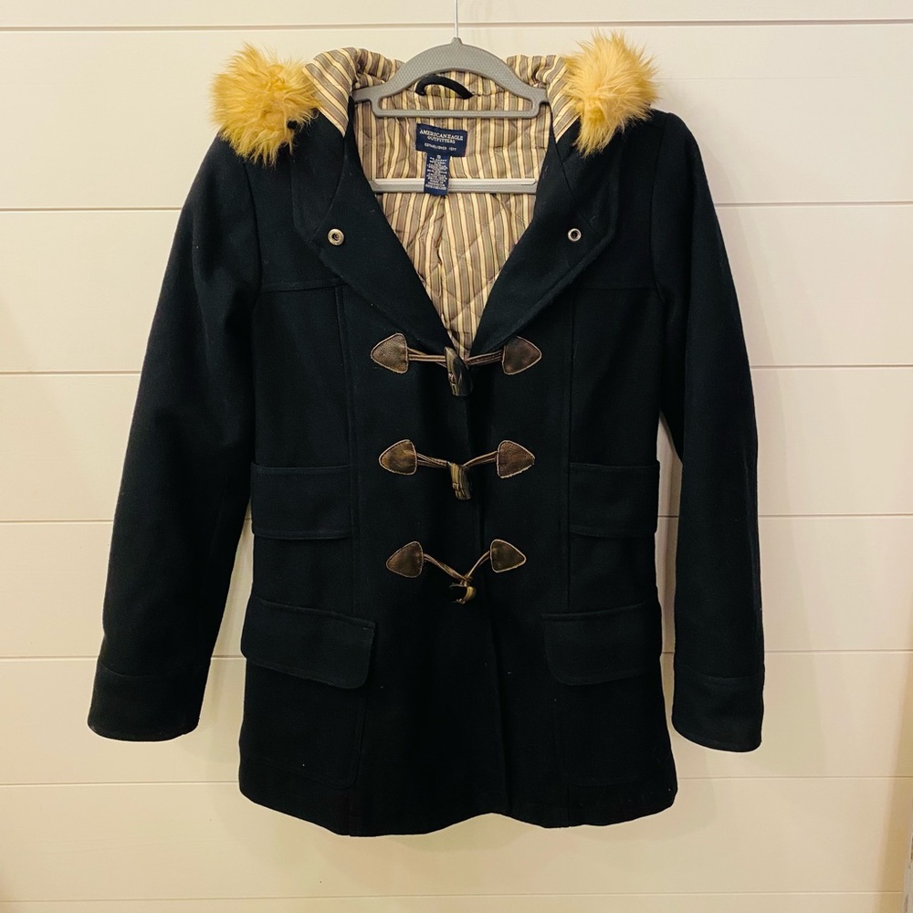 Women’s American Eagle Wool Peacoat. Size Small. Black